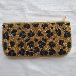 Beaded Leopard Clutch